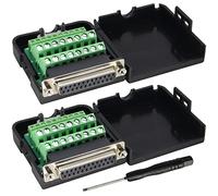 AAOTOKK DB25 Terminal Roscado Interior 2filas de Perno Largo 25Pines sin Soldadura Conector de Puerto Serie al Módulo de señal Conector Terminal,con Carcasa Tornillo(2Unidades/Hembra-con Tuerca)