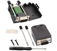 AAOTOKK DB9 Bloque Terminales Adaptador,Tornillo D-Sub 9 Pines RS232 Macho a 9+1 Pin/Vía Hembra Terminal de Serie Placa de conexión Conector Módulo de señal con Estuche (2 Paquetes/Macho)