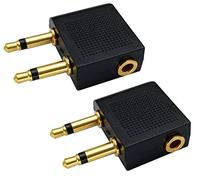 AAOTOKK Dual 3.5mm (1/8 ") Macho a 3.5mm Hembra Adaptador de Conector de Audio AUX Hembra para Usar Auriculares en avión Vuelo de avión (2 Unidades)