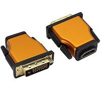 AAOTOKK DVI-D(24+1) Macho a HDMI Hembra Carcasa de Aleación de Aluminio,Compatible con 1080P,Televisión 3D,Computadora,Escritorio,Computadora Portátil,Monitor,Proyector(2Unidades/Naranja)