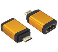 AAOTOKK HDMI a Mini HDMI,Carcasa de Aleación de Aluminio Mini HDMI Macho a HDMI Macho Conector de Cable 4K 60Hz Compatible con Tarta de Frambuesa,Cámara,SLR,Tableta. (2Unidades/Naranja)