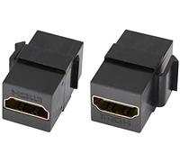 AAOTOKK HDMI Acoplador Keystone, Chapado en Oro HDMI Keystone Jack Insert Hembra a Hembra 3D 4K Audio Video Acoplador para Placa de Pared(Negro/2 Unidades)