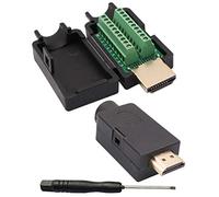AAOTOKK HDMI Tornillo Adaptador de Bloque de Terminales HDMI Chapado en Oro Macho a 20 Pines/Forma Hembra Terminal de Conexión sin Soldadura Conector Módulo de señal con Estuche (2 Paquetes/Macho)