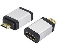 AAOTOKK Madre HDMI to Mini HDMI Puerto Público Expandedor,Aleación de Aluminio Carcasa Mini HDMI,Adecuado para cámaras,Tarjetas Gráficas,Tabletas,Televisores Definición,Proyectores(2-Unidades/Plata)