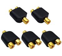 AAOTOKK RCA Y Adaptador de Divisor, Chapado en Oro 1 RCA Hembra a 2 RCA Hembra Jack Audio Video Adaptadores de Divisor Y Conector para Audio Video AV TV Cable Convert (5 Unidades H/H)