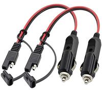 AAOTOKK SAE Cable Encendedor Cigarrillos,16AWG 12V Encendedor Cigarrillos Macho a SAE Liberación Rápida Conector Desconexión Adaptador Enchufe Cable Carga Extensión con Fusible (0.3m/1ft-2Unidades-M)