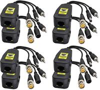 AAOTOKK Transceptor Red Pasivo Video/Audio Balun RJ45 a BNC HD-CVI/TVI/AHD/CVBS con Conector CC para 720-1080P 3MP 4MP 5MP 8MP Full HD CCTV Seguridad DVR Sistema Cámara Vigilancia(19 cm/4Pares)