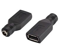 AAOTOKK USB 2.0 A Hembra a DC 5,5 x 2,1mm Conector&DC de Carga de Barril Adaptador de Corriente USB de 5V,(Adaptador de Corriente 2,5Amperios Máximo) para Dispositivo Carga(2-Unidades-USB A)