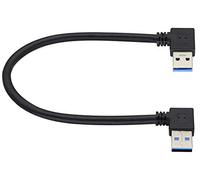 AAOTOKK USB 3.0 A Cable de Extensión 90 Grados Macho a Macho Esquina izquierda y Derecha Carga y Transferencia de Datos,impresora,Mouse,Enfriador Computadora Portátil(0.3M/1Pie-Black)