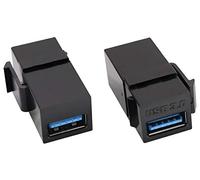 AAOTOKK USB 3.0 A Keystone Adaptador Hembra a Hembra USB 3.0 A Adaptador de Acoplador de Enchufe de Inserción Keystone Jack para Panel de Salida de Placa de Pared (Negro/2 Unidades)