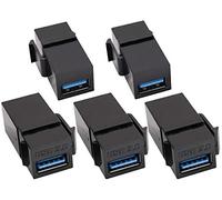 AAOTOKK USB 3.0 A Keystone Adaptador USB 3.0 A Hembra a Hembra Keystone Jack Adaptador de Acoplador de Enchufe de Inserción para Panel de Salida de Placa de Pared (Negro/5 Unidades)