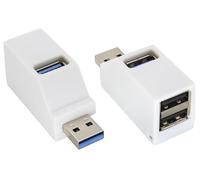 AAOTOKK USB 3.0 Macho a 1 Puerto Macho USB 3.0+2 USB 2.0,Ordenador Portátil Compatible/Automóvil/Lector de Tarjetas/Ventilador USB/Cable USB y Otros Dispositivos (2Unidades/Blanco)