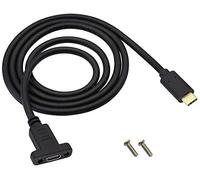 AAOTOKK USB 3.1 Macho a USB C Hembra Cable de Tornillo de Montaje en panel Gen2 10Gbps,Soporte de Carga,Datos,Audio,cable de Video para Computadora Portátil,Tableta,Teléfono(1Metro/3Pie)