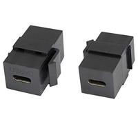 AAOTOKK USB C Keystone Jack Adaptador, Tipo C USB 3.1 Hembra a Hembra Keystone Adaptador de Acoplador de Enchufe para Panel de Salida de Placa de Pared (Negro/2 Unidades)