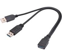 AAOTOKK usb Divisor Cable USB 3.0 A Hembra a Macho con Carga Extra y Transferencia Doble (30cm/12 Pulgadas-F/Dual M)