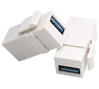 AAOTOKK USB Keystone Adaptador USB 3.0 A Jack Keystone Hembra a Hembra Adaptador Transmisión de Datos Conector para Panel de Salida de Placa de Pared (Blanco/2 Unidades)