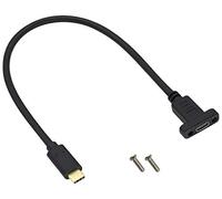 AAOTOKK USB tipo C 3.1 Macho a USB C Hembra Cable de Tornillo de Montaje en panel USB C 3.1 Gen2 10Gbps,Soporte de Carga,Datos,Audio,cable de Video para Computadora Portátil,Tableta,Teléfono(0.3M/1ft)