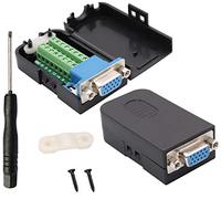 AAOTOKK VGA Tornillo Terminales Bloque Adaptador 15Pines 3 Hileras DB15 VGA Hembra a 16 Pines Hembra Terminal de Serie Placa de Conexión Conector Módulo de Señal con Estuche (2 Paquetes/Hembra)