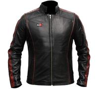 AAOutfitz Mass Effect N7 - Chaqueta de piel sintética y auténtica, Negro - Piel auténtica., 4XL