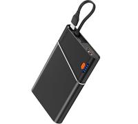 Aaoyun Paquete de 2 cargadores portátiles, 22.5 W PD de carga rápida de 10000 mAh con cable integrado para viajes, entrada y salida USB C, batería delgada manos libres para iPhone 16/15/14, iPad
