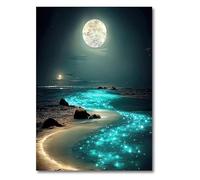 Aapxi Pintura por Números para Adultos - Kit de Manualidades con Luz de Luna para Principiantes, Incluye Lienzo Sin Arrugas, Pinturas Acrílicas y 4 Pinceles - Regalos