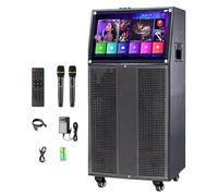 AAPXXINI 14" Máquina de Karaoke con Pantalla táctil | Sistema de PA portátil con 2 micrófonos inalámbricos | Altavoz WiFi Bluetooth para Fiesta al Aire Libre en casa |Sistema Android 40-400W