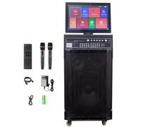AAPXXINI Máquina de Karaoke de 14.4" con Pantalla táctil | Sistema de PA portátil con 2 micrófonos inalámbricos | Altavoz WiFi Bluetooth para Fiesta al Aire Libre en casa |Sistema Android 40-400W