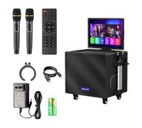 AAPXXINI Proyector de karaoke movible al aire libre cantando bailando máquina de fiesta con micrófono - Conectividad USB Bluetooth - Negro - Estilo clásico - Voz AI bajo demanda, efectos de sonido de