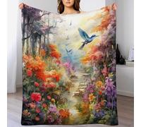AAPZY Manta de microfibra suave con diseño de pájaros y flores, cobija de viaje mullida y acogedora para decoración de sofá y cama (140 x 180 cm)