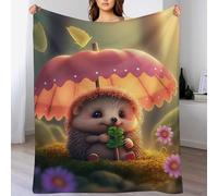 AAPZY Manta polar erizo Lindo franela poliéster Manta suave y cálida para sofá con efecto terciopelo fácil de limpiar (180 x 200 cm)