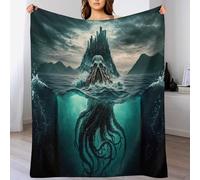 AAPZY Monstruo Marino Mantas para Sofá Suave,Manta De Flannel Algodón Ligera Y Cómoda para Toda La Temporada,Manta De Sofá, De Cama O De Sala De Estar, （130×150cm）
