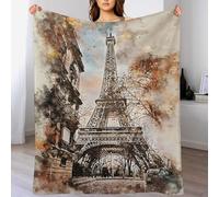 AAPZY Torre de París Mantas para Sofá Suave,Manta De Flannel Algodón Ligera Y Cómoda para Toda La Temporada,Manta De Sofá, De Cama O De Sala De Estar, （130×150cm）