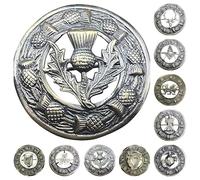 AAR Broche de cardo escocés para hombre, acabado antiguo, 7 cm de diámetro, estilo antiguo, 7 cm