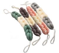 AARainbow 4 paquetes de esponjas largas elásticas con asas de cuerda, esponja de malla exfoliante corporal para hombres y mujeres (B-1 gris, 1 verde, 1 rosa y 1 café)