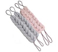 AARainbow 4 paquetes de esponjas largas elásticas con asas de cuerda, esponja de malla exfoliante corporal para hombres y mujeres (2 grises + 2 rosas de loto)