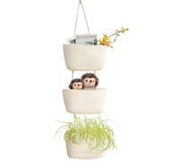 AARAINBOW Cestas de algodón para colgar en la pared, cesta decorativa grande de 3 niveles para pared, guardería, baño, organización bohemia (B-blanco)