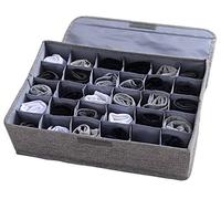 AARAINBOW Organizador de almacenamiento de ropa interior, calcetines, corbatas, con tapas, plegable, organizador de cajones de armario, 30 celdas, caja de almacenamiento divisora de tela para bufandas