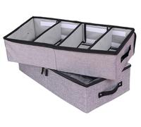 AARAINBOW Organizador de ropa plegable debajo de la cama con tapa, contenedor de almacenamiento de tela debajo de la cama con separadores ajustables, contenedores de almacenamiento largos debajo de la