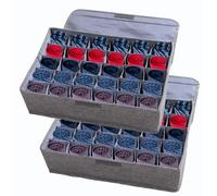 AARAINBOW Paquete de 2 organizadores de almacenamiento para ropa interior y calcetines con tapas, divisor plegable de cajones de armario, 30 celdas, caja de almacenamiento de lino y algodón para
