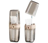 AARAINBOW Soporte para cepillo de dientes de viaje con taza, estuche portátil para cepillo de dientes, caja de plástico para pasta de dientes para camping y baño, Café transparente, Estuche de belleza