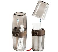 AARAINBOW Soporte para cepillo de dientes de viaje con taza, vaso portátil para cepillo de dientes con tapa, caja de plástico para pasta de dientes para campamento y baño (café oscuro transparente)