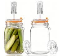 Aarcyye Juego de 2 tarros de fermentación de 1,5 l con ventilador de fermentación y peso, vasos de fermentación con esclusas de aire, para hacer chucrut, kimchi, pepinillos y kombucha