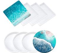 Aarcyye Moldes De Posavasos De Resina, Juego De 8 Moldes De Silicona para Posavasos, Moldes De Resina para Posavasos, Moldes De Resina Epoxi Redondos, Moldes De Silicona, para Bricolaje, Manualidades