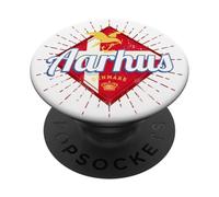 Aarhus Ciudad Dinamarca Gaviota Vintage Bandera Recuerdo PopSockets PopGrip Adhesivo