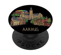 Aarhus Dinamarca Viaje Souvenir City Monumento Regalo PopSockets PopGrip Adhesivo