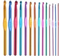 AARNAV Agujas de ganchillo multicolor de aluminio para tejer tejer hilo para manualidades, ropa de lana | Gancho de ganchillo de metal multicolor de 2 mm a 12 mm, agujas de tejer de ganchillo de 15 cm