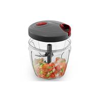 AARNAV Picadora manual de cuerda gris,práctico picador con 6 cuchillas para picar verduras,frutas,cebollas,ajo,carne,nueces,cuchillas extraíbles de acero inoxidable curvadas,procesador de alimentos