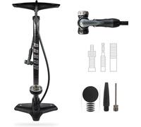 AARON Sport One - Bomba de pie Universal para Bicicletas - con indicador de presión y Adaptador para balones - para bicis eléctricas, de montaña y de Carretera - Gris