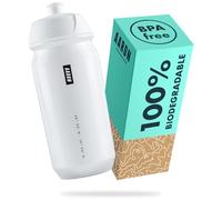 AARON Eco - Botella de agua de caña de azúcar duradera, 500 ml, ligera y antifugas, práctica sin BPA para deportes, fitness, senderismo, exterior en blanco