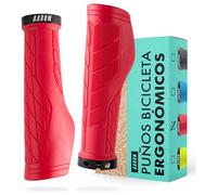 Aaron Fit puños de Bicicleta Acolchados de Gel, puños Deportivos Antideslizantes, puños para Bicicletas eléctricas, Bicicleta de Trekking, Bicicleta de montaña, Bicicleta de Cross, fijación, Rojo